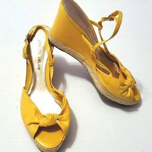 Antonio Melani Resort Sunny Yellow Leather Beach Summer Wedge Sandals 8M
